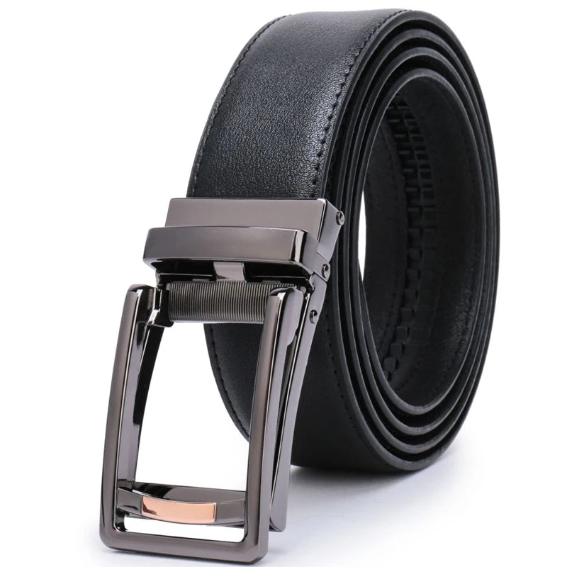 Men’s Leather Ratchet Belt – Automatic Buckle Slide Belt 1 3/8” | Adjustable Comfort Click Fit for Dress, Casual, and Workwear