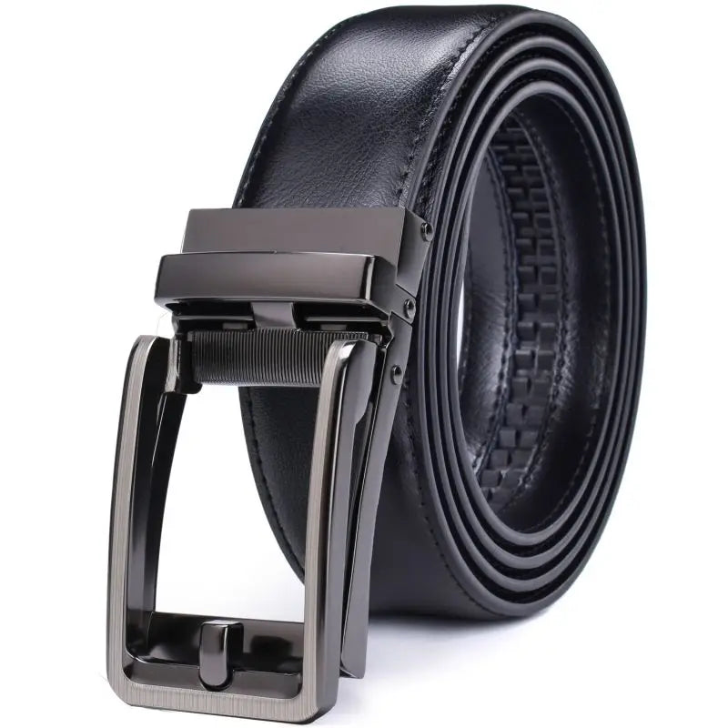 Men’s Leather Ratchet Belt – Automatic Buckle Slide Belt 1 3/8” | Adjustable Comfort Click Fit for Dress, Casual, and Workwear