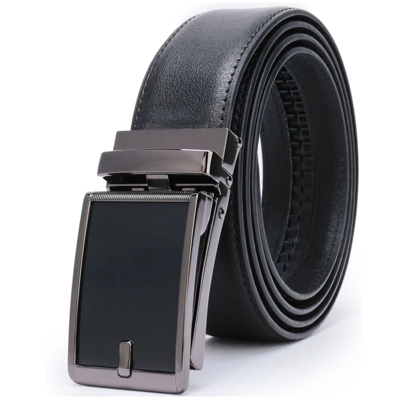 Men’s Leather Ratchet Belt – Automatic Buckle Slide Belt 1 3/8” | Adjustable Comfort Click Fit for Dress, Casual, and Workwear