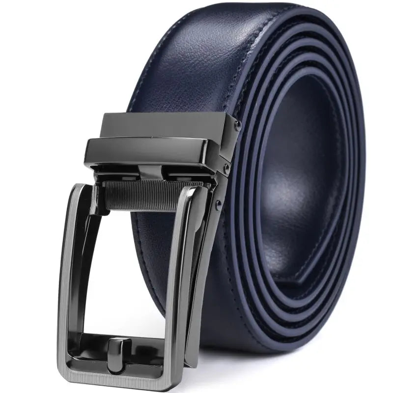 Men’s Leather Ratchet Belt – Automatic Buckle Slide Belt 1 3/8” | Adjustable Comfort Click Fit for Dress, Casual, and Workwear